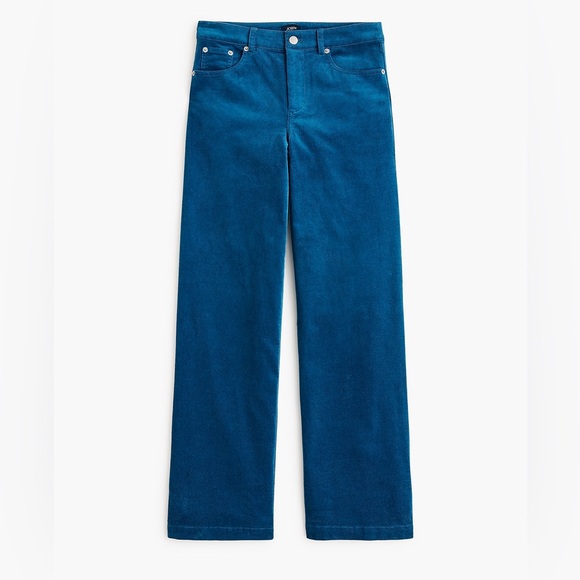 NWT J. Crew Factory Corduroy High-Rise Wide-Leg Cropped Pant in Seaport Blue 34 - Picture 3 of 11